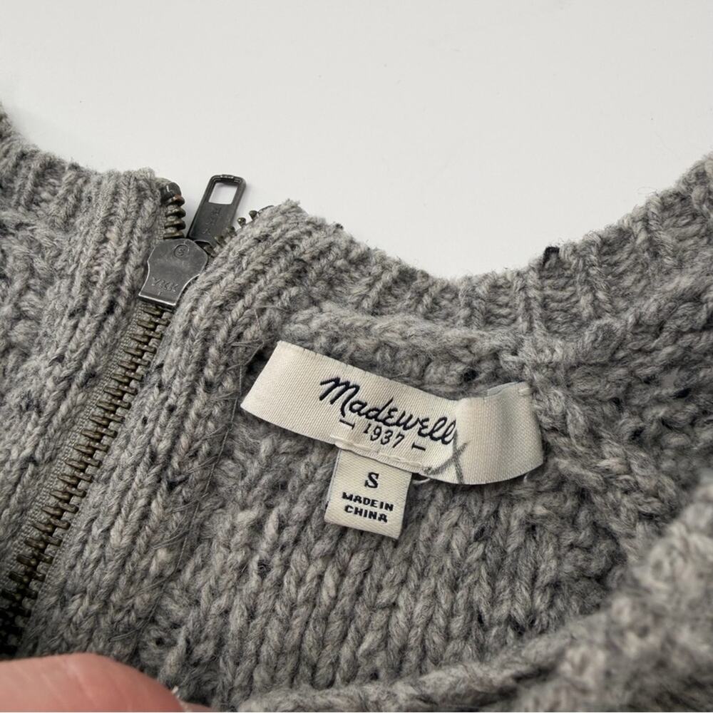 Madewell Palisade Full Back Zipper Sweater Merino Wool Grey Women’s Small - Picture 4 of 8